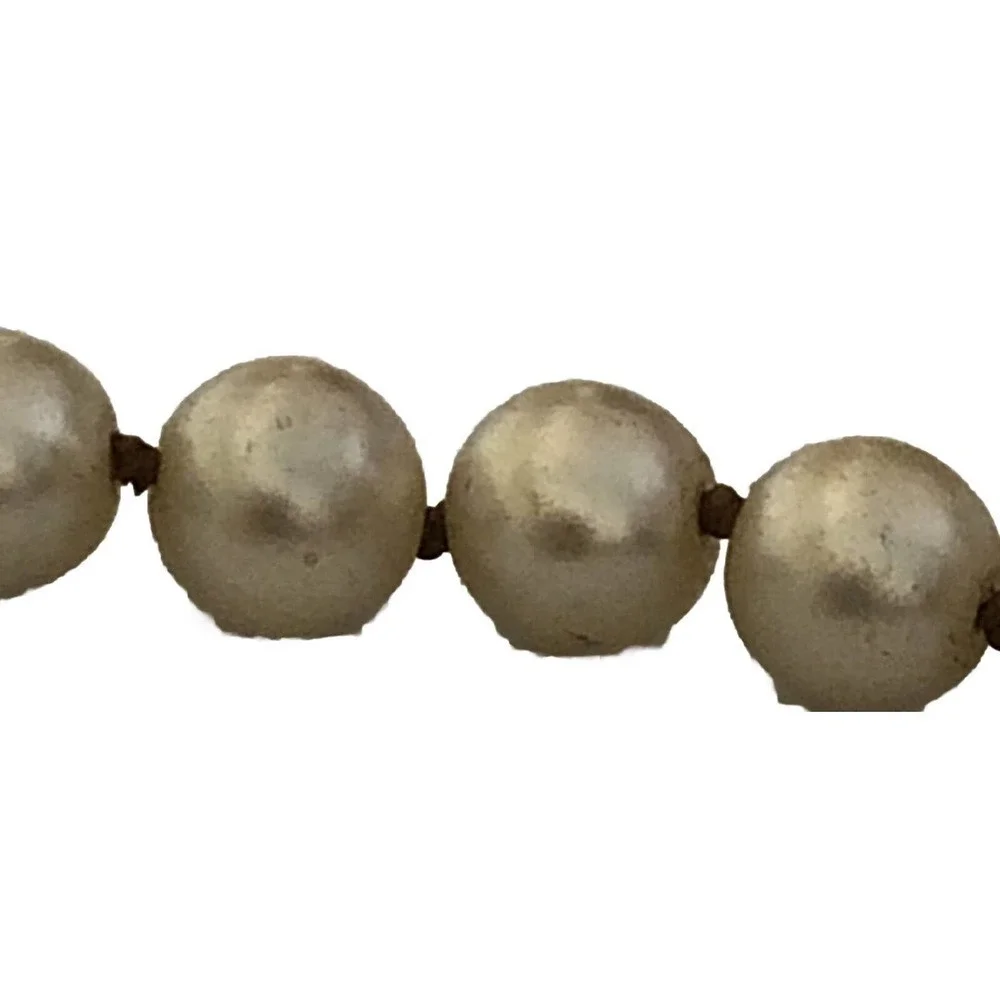 Ivory Cream Authentic Freshwater Pearl Necklace Hand Knotted 6.5MM 19”
